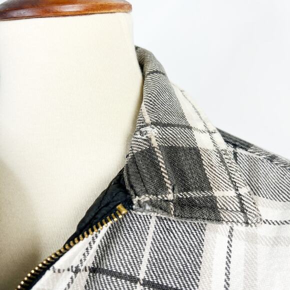 Eagle Crest Grey Plaid Quilted Jacket Shacket Vintage Distressed Size Medium - Picture 4 of 7